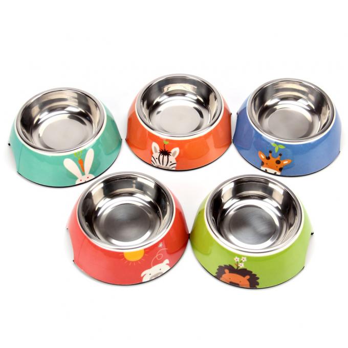 Melamina de aço inoxidável para animais de estimação, alimentos para gatos, água, recipiente portátil para cães 2