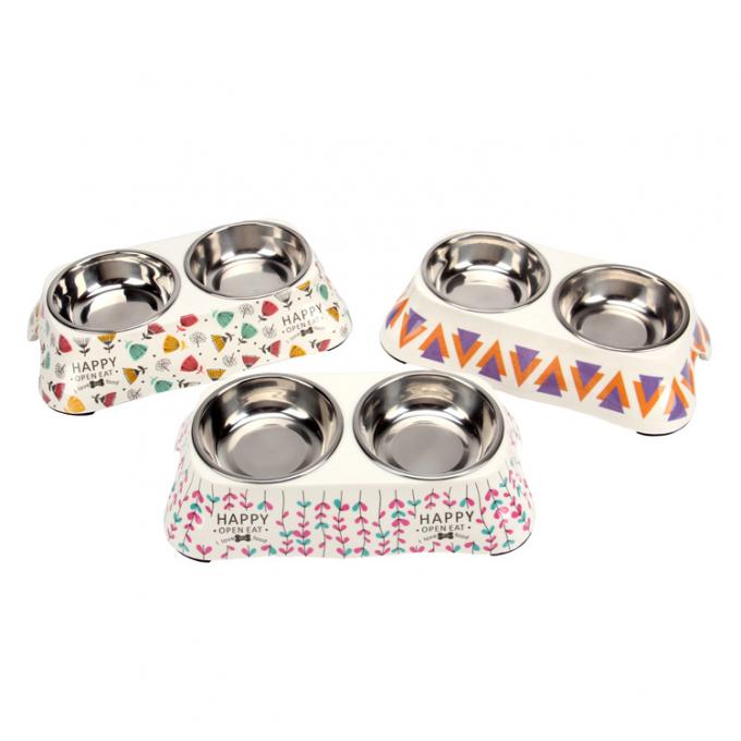 Acero inoxidável Double Pet Dog Bowl Bowls de alimentação de água 0