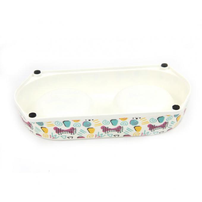 Taça portátil de bambú dupla ecológica para cães e animais de estimação 2