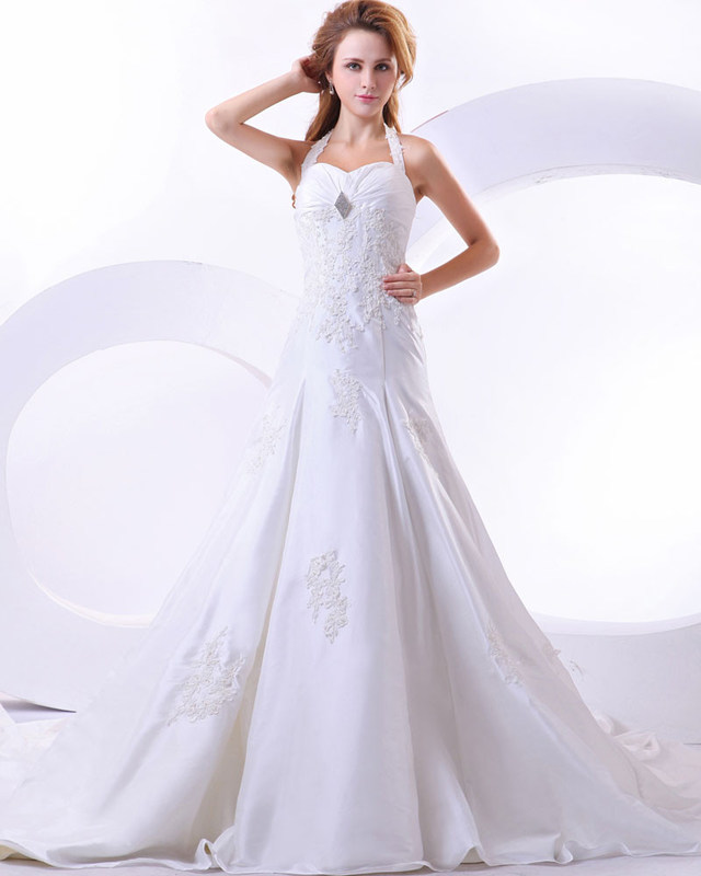 Custom Made Around The Neck Strap Aplica vestido de noiva para birdal, meninas, mulheres