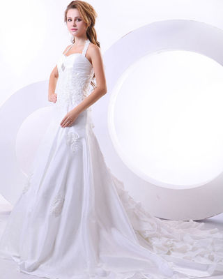 Custom Made Around The Neck Strap Aplica vestido de noiva para birdal, meninas, mulheres