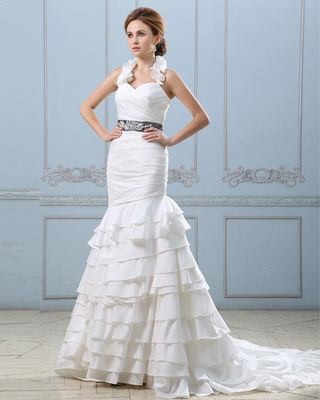 Sexy vestido de noiva com cinto, cintura baixa vestidos de noiva de mulheres