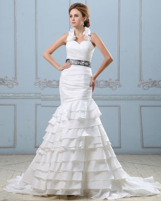 Sexy vestido de noiva com cinto, cintura baixa vestidos de noiva de mulheres