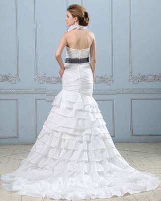 Sexy vestido de noiva com cinto, cintura baixa vestidos de noiva de mulheres