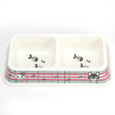 Preço por atacado Fabrica Personalizado Duplo Quadrado Melamina Dog&Cat Pet Bowl